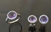 Aretes y anillo oro blanco
