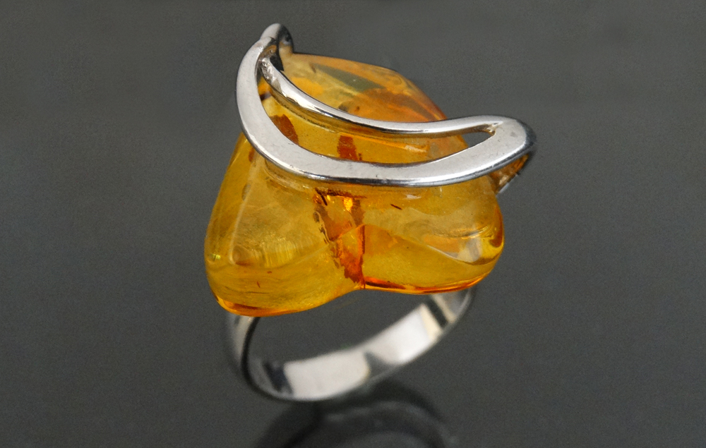 Anillo ámbar plata