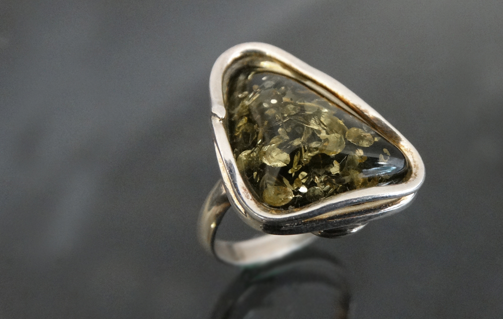 Anillo ámbar plata