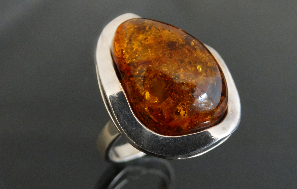 Anillo ámbar plata